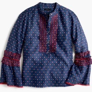 J. Crew Patterned Long Sleeve Blouse